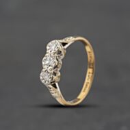 Pre-Owned Vintage Yellow Gold Diamond Three Stone Ring 41384787
