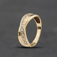 Pre-Owned 9ct Yellow Gold 0.12ct Diamond Crossover Ring 41384788
