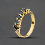 Pre-Owned 9ct Yellow Gold Diamond & Sapphire Dress Ring 41384803