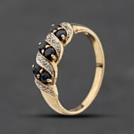 Pre-Owned 9ct Yellow Gold Diamond & Sapphire Twist Dress Ring 41384804