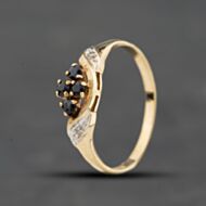 Pre-Owned 9ct Yellow Gold Diamond & Sapphire Twist Dress Ring 41384805