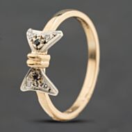 Pre-Owned 9ct Yellow Gold Sapphire & Diamond Bow Fancy Ring 41384816