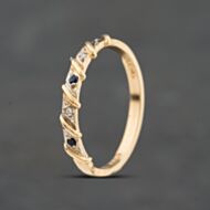Pre-Owned 9ct Yellow Gold Sapphire & Diamond Half Eternity Ring 41384822