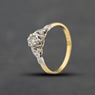 Pre-Owned Vintage Yellow Gold 0.05ct Brilliant Cut Diamond Solitaire Ring 41384833
