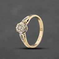 Pre-Owned 9ct Yellow Gold 0.10ct Brilliant Cut Diamond Shoulder Set Solitaire Ring 41384834