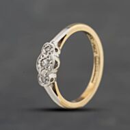 Pre-Owned Vintage Yellow Gold 0.09ct Diamond Platinum Set Head Three Stone Ring 41384844