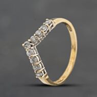 Pre-Owned 9ct Yellow Gold Brilliant Cut Diamond Half Wishbone Ring 41384862