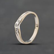 Pre-Owned 9ct White Gold Brilliant Cut Diamond Rubover Three Stone Half Wishbone Ring 41384864
