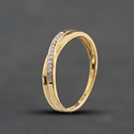 Pre-Owned 9ct Yellow Gold 0.04ct Brilliant Cut Diamond Crossover Ring 41384871