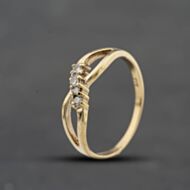 Pre-Owned 9ct Yellow Gold 0.10ct Diamond Crossover Crossover Ring 41384874