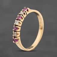 Pre-Owned 9ct Yellow Gold Ruby & 0.10ct Brilliant Cut Diamond Half Eternity Ring 41384880