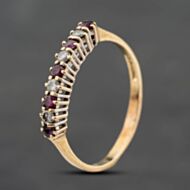 Pre-Owned 9ct Yellow Gold Ruby & 0.12ct Brilliant Cut Diamond Half Eternity Ring 41384883