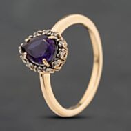 Pre-Owned 9ct Yellow Gold Amethyst & 0.07ct Diamond Pear Shaped Cluster Ring 41384887