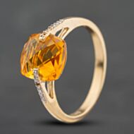 Pre-Owned 9ct Yellow Gold Citrine & 0.08ct Diamond Dress Ring 41384895