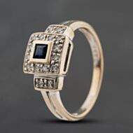 Pre-Owned 9ct White Gold Sapphire & 0.18ct Diamond Square Cluster Ring 41384900