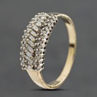 Pre-Owned 9ct Yellow Gold 0.25ct Diamond Three Row Ring 41384998