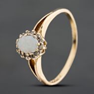 Pre-Owned 9ct Yellow Gold Opal & Diamond Cluster Ring 41385014