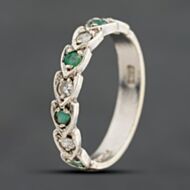 Pre-Owned 9ct White Gold Emerald & Diamond Half Eternity Ring 41385015
