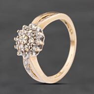 Pre-Owned 9ct Yellow Gold 0.20ct Diamond Flower Cluster Ring 41385022