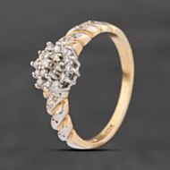Pre-Owned 9ct Yellow Gold 0.20ct Diamond Flower Cluster Ring 41385023