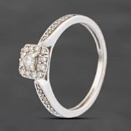 Pre-Owned 9ct White Gold 0.33ct Diamond Halo Cluster Ring 41385025