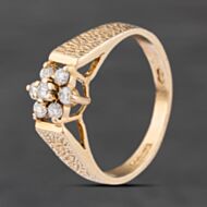 Pre-Owned 9ct Yellow Gold 0.12ct Brilliant Cut Diamond Flower Cluster Ring 41385026