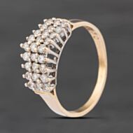 Pre-Owned Vintage Yellow Gold 0.50ct Brilliant Cut Diamond Tiered Three Row Ring 41385029