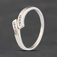 Pre-Owned 9ct White Gold 0.04ct Brilliant Cut Diamond Crossover Ring 41385036