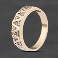 Pre-Owned Vintage 9ct Yellow Gold 0.11ct Diamond Zig Zag Band Ring 41385042