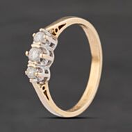 Pre-Owned 9ct Yellow Gold 0.25ct Brilliant Cut Diamond Three Stone Ring 41385061
