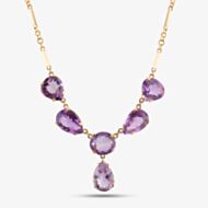 Pre-Owned 18ct Yellow Gold Amethyst Pendant & 16 Inch Trace Chain 4139405