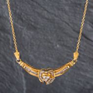 Pre-Owned 9ct Yellow Gold Diamond Collarette Pendant & 16 Inch Trace Chain 4139701