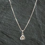 Pre-Owned 14ct White Gold Cubic Zirconia Set Knot Pendant & 16 Inch Box Chain 4139837