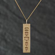 Pre-Owned Vintage 9ct Yellow Gold Ingot Pendant & 18 Inch Curb Chain 4139840