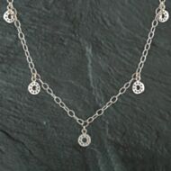 Pre-Owned 9ct White Gold Cubic Zirconia Multi Circle Gemstone Pendant & 18 Inch Trace Chain 4139967