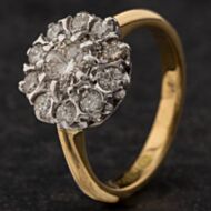 Pre-Owned 18ct Two Colour Gold 0.82ct Brilliant Cut Diamond Cluster Ring 4148054