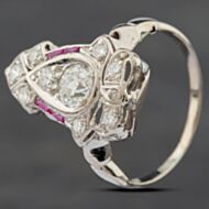 Pre-Owned Vintage White Gold Ruby & Diamond Art Deco Dress Ring 41481053