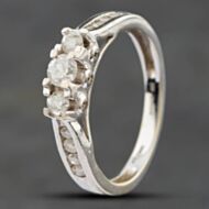 Pre-Owned 9ct White Gold Certificated 0.50ct Brilliant Cut Diamond Three Stone Ring 41481082