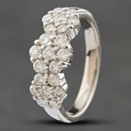 Pre-Owned 18ct White Gold Brilliant Cut Diamond Triple Cluster Ring 41481114