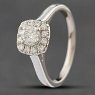 Pre-Owned 18ct White Gold Brilliant Cut Diamond Cushion Cluster Ring 41481119