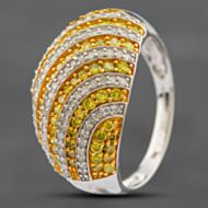 Pre-Owned 9ct White Gold 1.25ct Brilliant Cut White & Yellow Diamond Pave Dress Ring 41481143