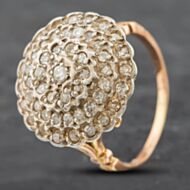 Pre-Owned Vintage 18ct Two Colour Gold Brilliant Cut Diamond Four Tier Cluster Ring 41481151