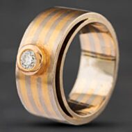 Pre-Owned 18ct Two Colour Gold 0.20ct Brilliant Cut Diamond 9mm Wedding Ring 41481281