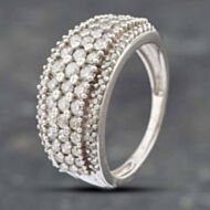 Pre-Owned 9ct White Gold 1.00ct Brilliant & Single Cut Diamond Five Row Ring 41481293