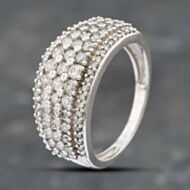 Pre-Owned 9ct White Gold 1.00ct Brilliant & Single Cut Diamond Five Row Ring 41481294