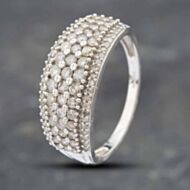 Pre-Owned 9ct White Gold 1.00ct Brilliant & Single Cut Diamond Five Row Ring 41481296
