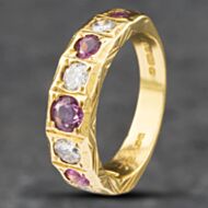 Pre-Owned Vintage 18ct Yellow Gold Ruby & Diamond Graduating Half Eternity Ring 41481361