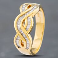 Pre-Owned 18ct Yellow Gold Baguette Cut Diamond Crossover Ring 41481384