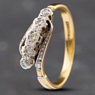 Pre-Owned 18ct Two Colour Gold Diamond Crossover Five Stone Ring 41481424