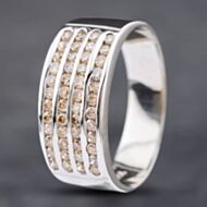 Pre-Owned 18ct White Gold Brilliant Cut Diamond Four Row Ring 41481427